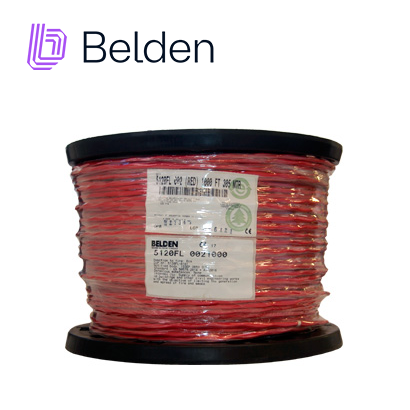 Imagen de CABLE DE ALARMA CONTRA INCENDIOS BELDEN 5120FL 0021000 FORRO PVC ROJO CMR RISER-FPLR 2C / 14AWG 2 CONDUCTORES CALIBRE 14 AWG SOLIDO BLINDADO 100% COBRE USO INTERIOR ESPECIAL PARA APLICACIONES ALARMA DE INCENDIO, MONITORIZACIÓN