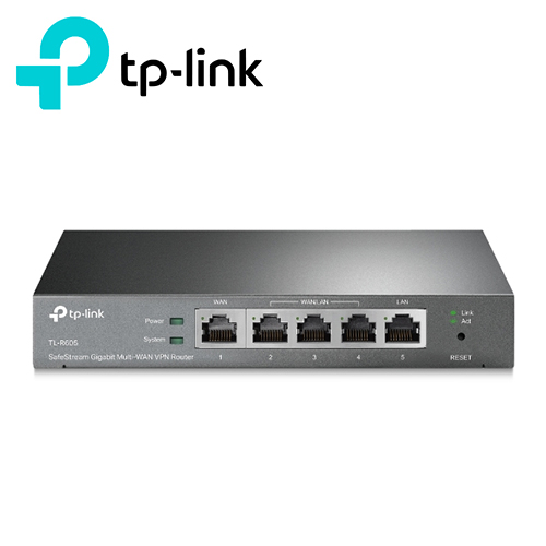 Imagen de ROUTER VPN TP-LINK ER605 GESTIÓN CENTRALIZADA OMADA SDN 5 PUERTOS GIGABIT HASTA 3 PUERTOS WAN VPN ALTAMENTE SEGURA HASTA 20 X IPSEC LAN A LAN 16 X OPEN VPN 16 X L2TP 16 X PPTP VPN 25000 SESIONES CONCURRENTES BALANCEO DE CARGA FIREWALL