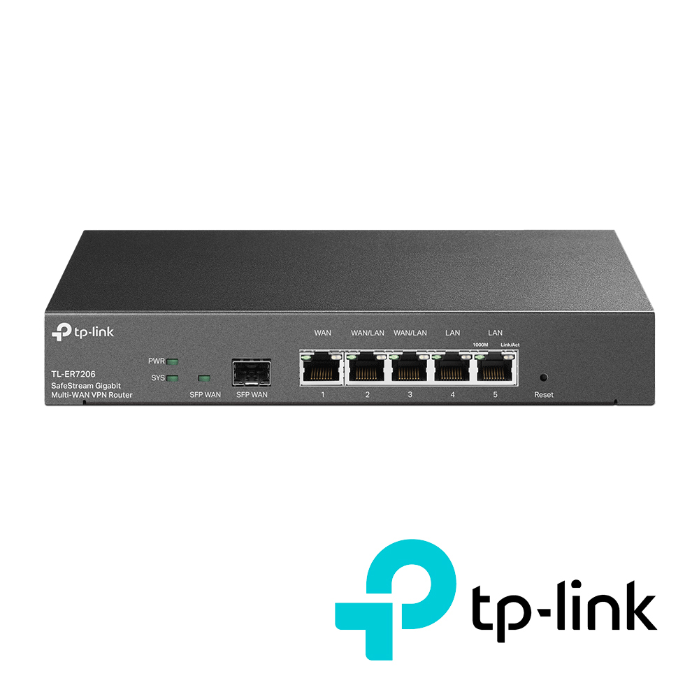 Imagen de ROUTER VPN TP-LINK TL-ER7206 INTEGRADO EN OMADA SDN, ADMINISTRACIÓN CENTRALIZADA, 1 PUERTO WAN FIBRA ÓPTICA SFP GIGABIT,  1 PUERTO WAN GIGABIT FIJO, 2 PUERTOS LAN GIGABIT RJ45 FIJO, 2 PUERTOS GIGABIT WAN/LAN INTERCAMBIABLES BALANCEO DE CARGA
