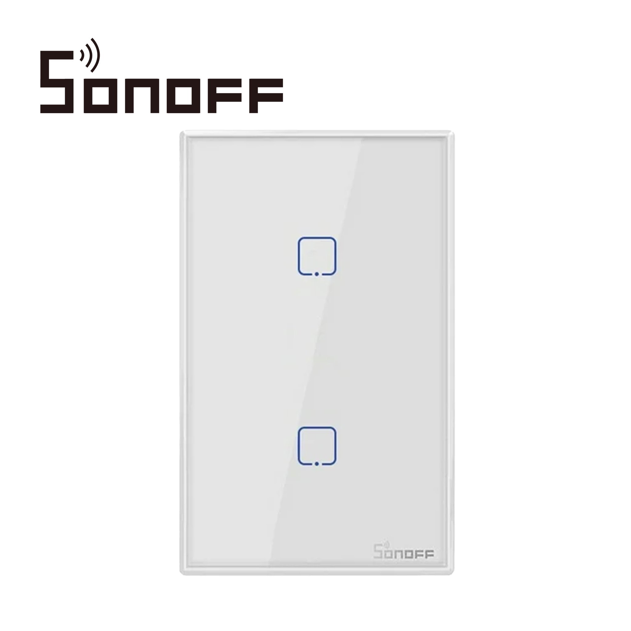 Imagen de APAGADOR DE PARED TOUCH ON/OFF SONOFF T2US2C-TX / INALAMBRICO WIFI SMART HOME / TEMPORIZADOR PARA IOS Y ANDROID COMPATIBLE CON ALEXA/GOOGLE HOME/IFTTT / 2CH WIFI 2.4GHZ / RF 433 HASTA 2AMP POR