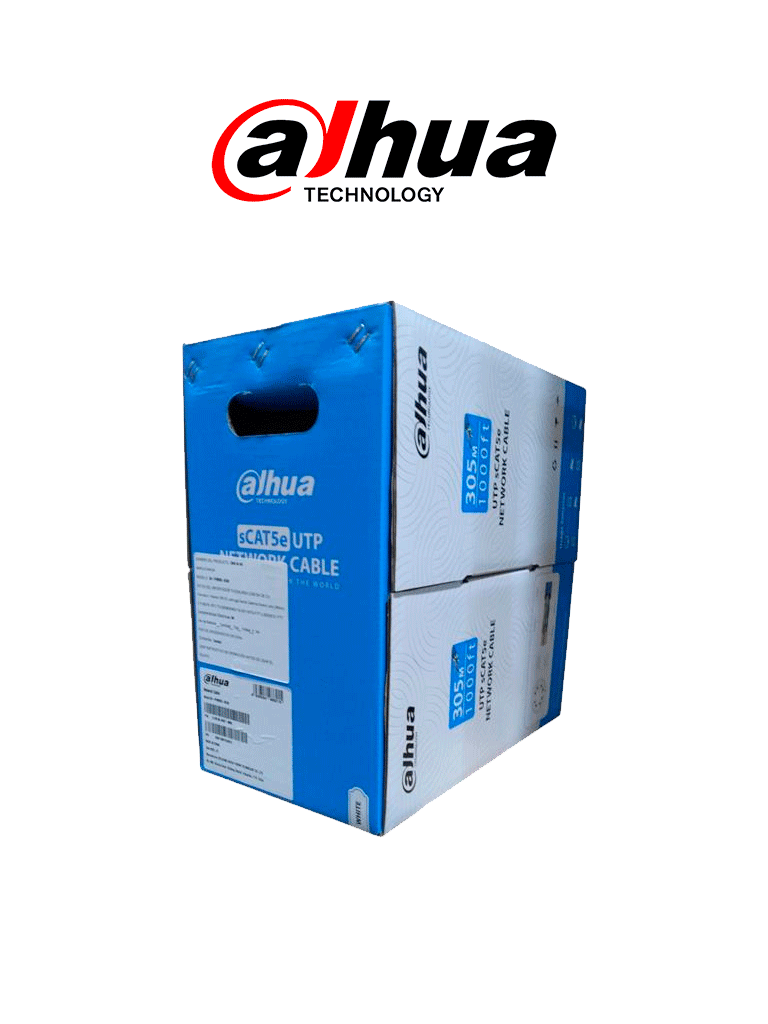 DAHUA DH-PFM920I-5EUN - Bobina de cable UTP blanco, 100% cobre, categoría 5e, 305 metros. Ideal para video y redes, cumple con CPR Eca y es compatible con alimentación PoE para un rendimiento óptimo.