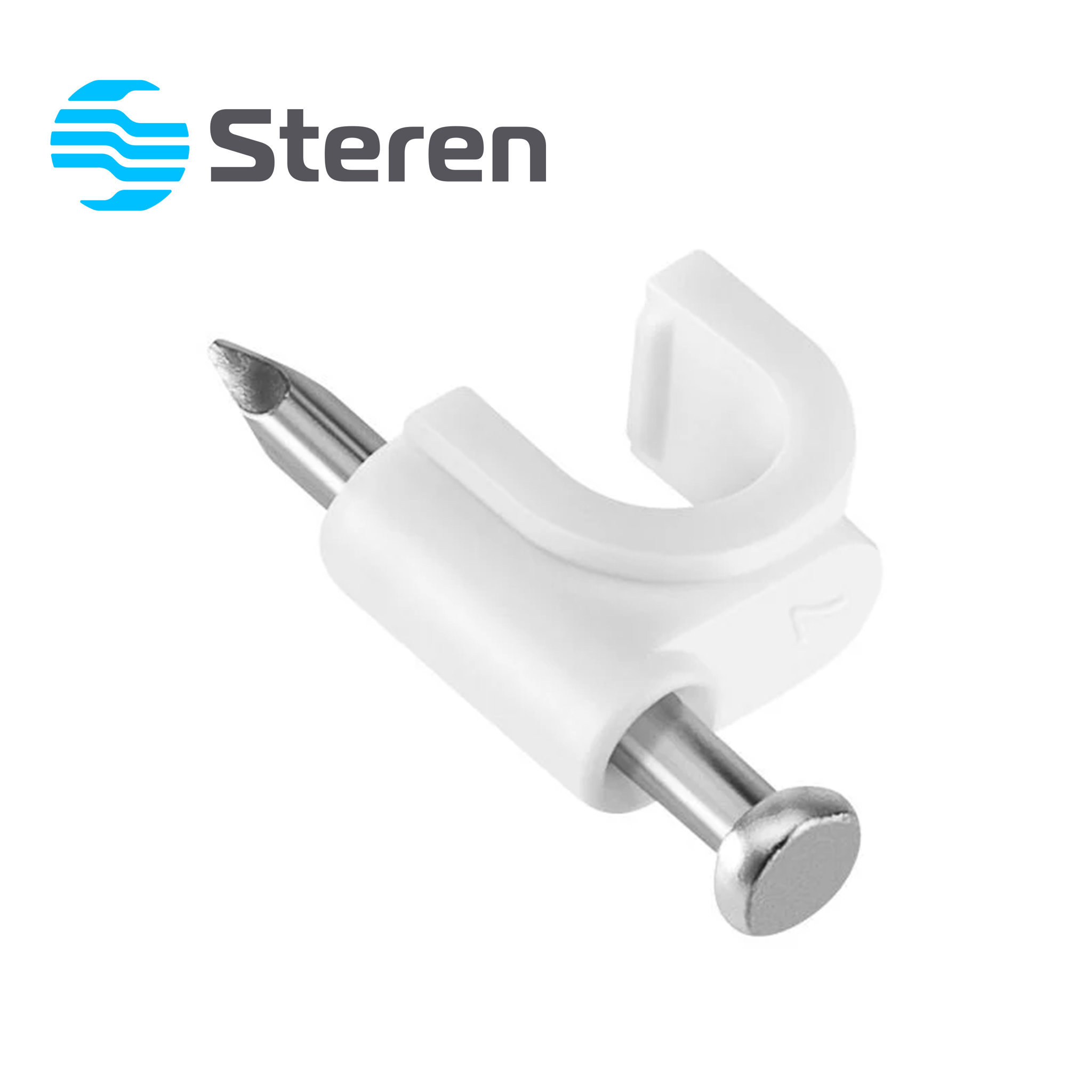 Imagen de GRAPAS DE PLASTICO BLANCAS STEREN GRA960B / BOLSA CON 50 PZS/ ESPECIAL PARA SUJETAR CONDUCTORES / USO PARA INTERIORES Y EXTERIORES / 7MM ANCHO CAVIDAD / CLAVO DE 1 PULGADA