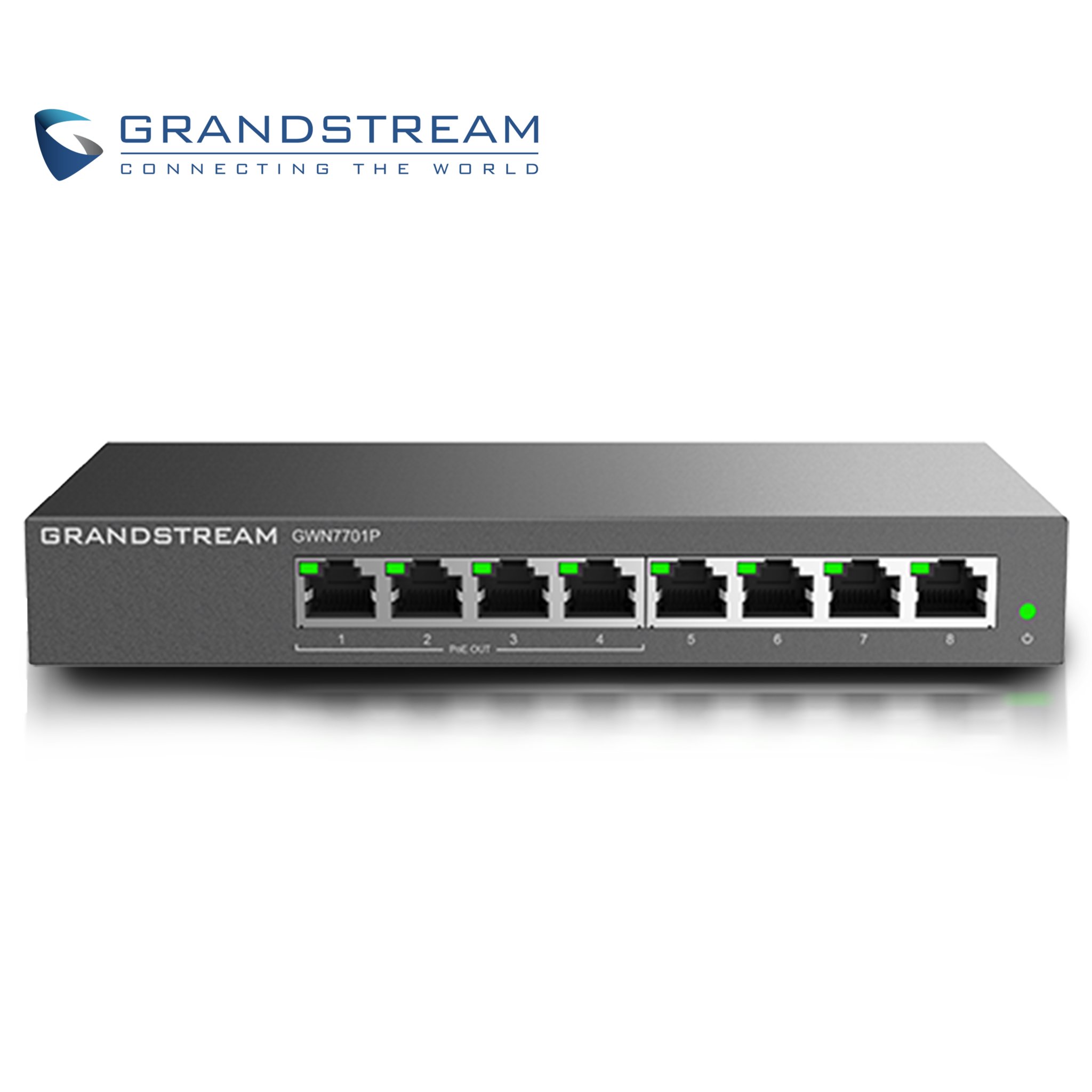 Imagen de SWITCH NO ADMINISTRABLE POE+ GRANDSTREAM GWN7701P / 8 PUERTOS 10/100/1,000MBPS / 4 PUERTOS POE+ AF/AT / MONTAJE ESCRITORIO/PARED / ALIMENTACION 48-53VCD/1.22A / METALICO