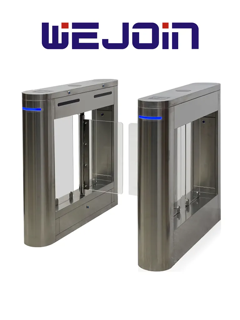 WEJOIN WJTBH101BLSP - Barreras Peatonal Tipo Swing Barrier con Aletas de Acrílico pase Bidireccional Compatible con Control de Acceso 3 Millones de Ciclos pase 25-35 Personas por minuto