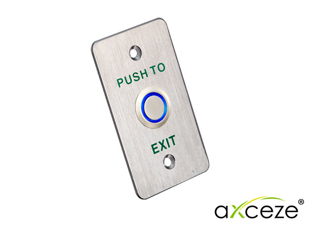 Imagen de BOTÓN LIBERADOR AXCEZE AX-PUB90L BOTÓN PUSH DE ACERO INOXIDABLE MEDIDAS 50X86MM CONEXIÓN A 2 HILOS CUENTA REQUIERE ALIMENTACIÓN CUENTA CON LOS ESTADOS N.O. Y  N.C.