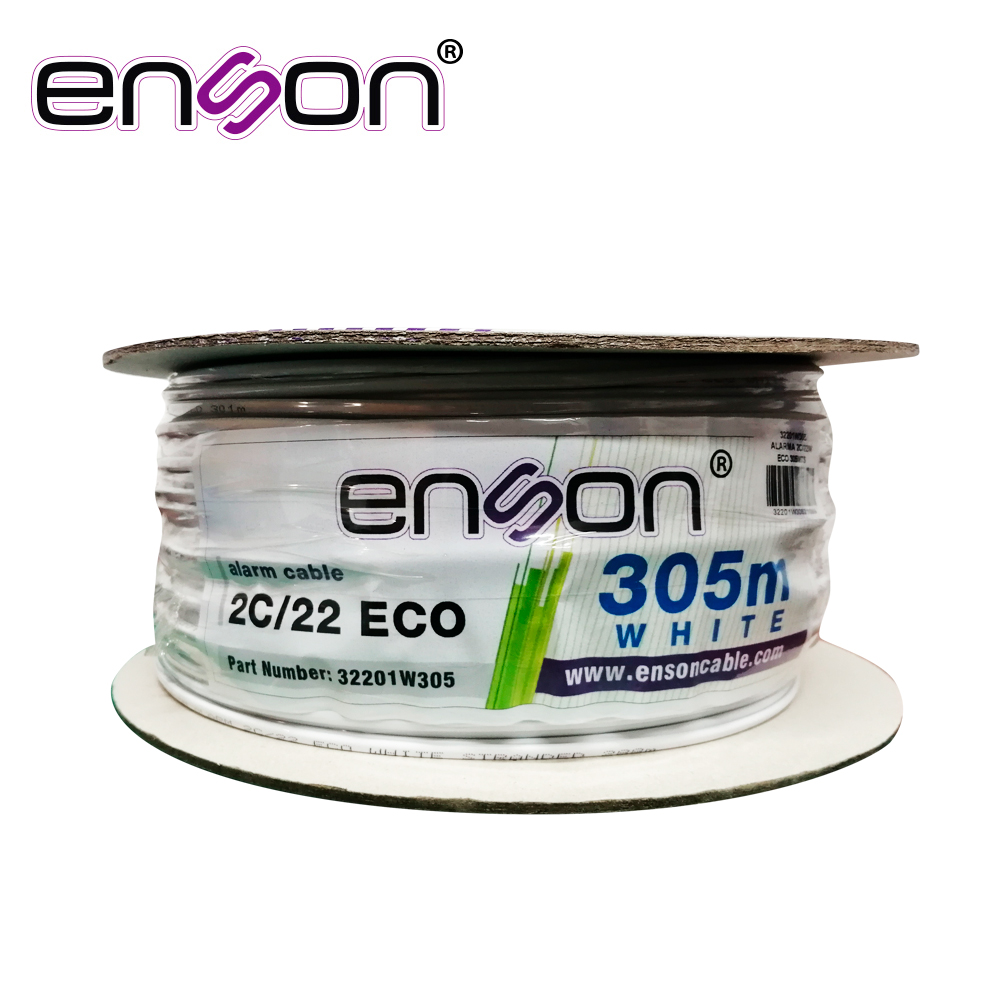 Imagen de CABLE DE ALARMA ENSON 32201W305 SERIE ECO MULTIFILAR  2C/22 AWG BOBINA DE 305 METROS FORRO PVC COLOR BLANCO PARA USO INTERIOR DISEÑADO PARA CONEXIONES DE SISTEMAS DE ALARMA