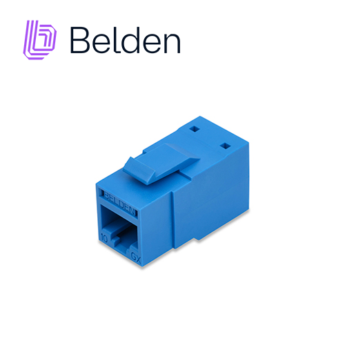 Imagen de CONECTOR MODULAR JACK RJ45 CAT6A REVCONNECT BELDEN RVAMJKUBL-S1 ESTILO KEYCONNECT AZUL COMPATIBLE CON FACEPLATE AX102660,AX102655,AX102249 ESQUEMA DE CABLEADO T568A/B HERRAMIENTA COMPATIBLE RVUTT01 USO INTERIOR CALIBRE DEL CONDUCTOR 23-24 AWG