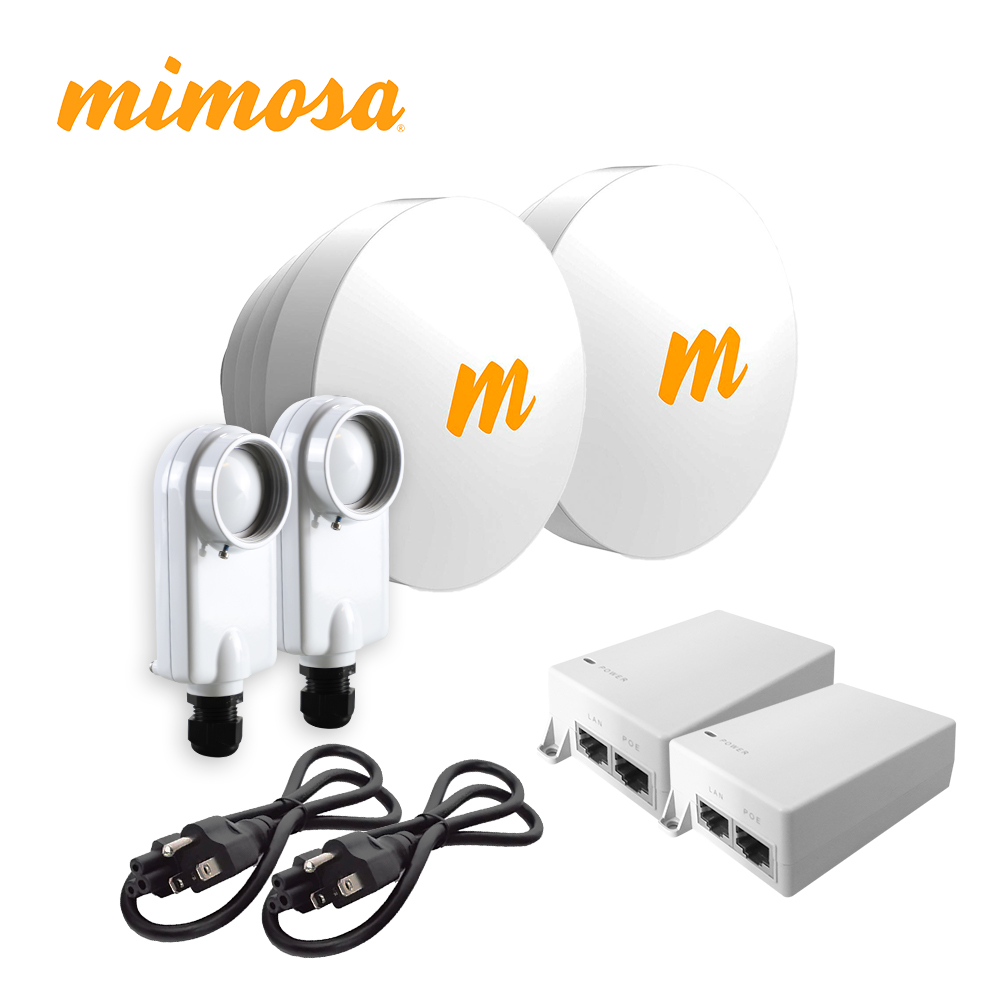 Imagen de KIT C5XN5X16KIT-SM MIMOSA 2 RADIOS C5X IP67 / 2 ANTENAS N5X16 DE 16 DBI / 2 INYECTORES POE 50V 60W / 2 CABLES DE CORRIENTE (3 MESES DE GARANTIA)