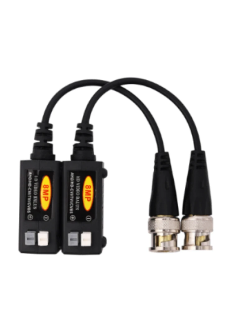 SAXXON VB - 01 Par de Transceptores Pasivos 4K  8MP (Video Baluns), Botón Push Superior, Empalmes Ordenados, 4K hasta 150m, 4MP a 200m, 1080p hasta 250m, Soporta HDCVI/HDTVI/AHD/CVBS