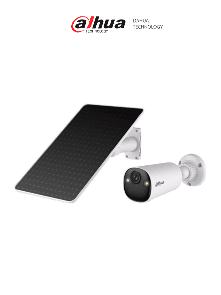 DAHUA  DH-KIT/BF4CP-4G-XL/M0508- Kit cámara bullet 4G con panel solar con batería incluida/ 4 Megapíxeles/AOV (Always-On Video)/ 122.5°/ Alarma de Luz y Sonido/ Audio Bidireccional/ Detección de humanos y vehículos/Ranura para Micro SD/ IP66/
