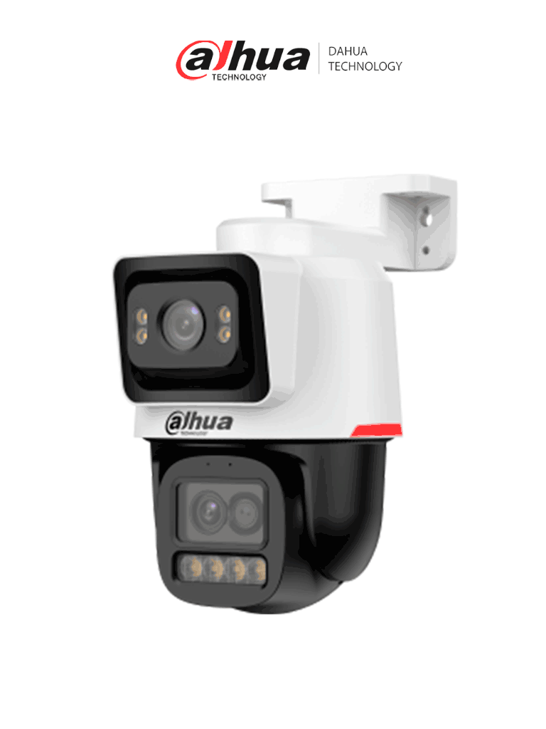 DAHUA DH-IPC-PTS2449C-4E3Z-S-PV-PRO Cámara PT varifocal WizColor de 4 MP + 2 MP/6x de Zoom Hibrido/Protección perimetral /Audio Bidireccional/Disuasión activa/Tour/Auto Tracking/Luz cálida 30m-PT 50m/Lente fija:112°/Lente PT:81.5°/SMD3.0/PoE/