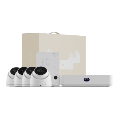 UniFi Protect UNVR Instant Kit – Solución Todo en Uno con NVR Instant, 4 Cámaras G5 Turret Ultra y Disco Duro de 1 TB para una Configuración Rápida y Sencilla