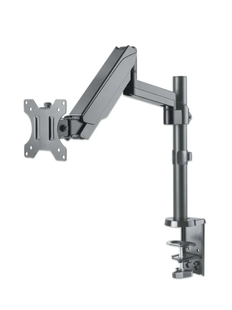 MANHATTAN - 461580 - Soporte para monitor con resorte a gas universal y brazo ajustable en altura / Brazo articulado con resorte a gas único, soporta un televisor o monitor de 17" a 32" hasta 9 kg (19.8 lbs.).