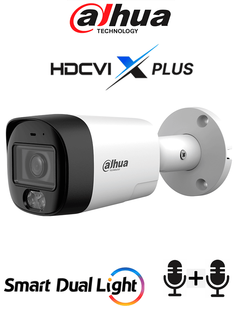 DAHUA DH-HAC-HFW1801RMN-IL-T -Cámara Bullet 4K/ HDCVI X PLUS/ Audio Bidireccional/ 106 Grados de Apertura/ Iluminación Dual Inteligente IR y Luz Calida de Hasta 30Mts/ WDR Real de 120 dB/ Soporta CVI & TVI & AHD & CVBS/ Metálica