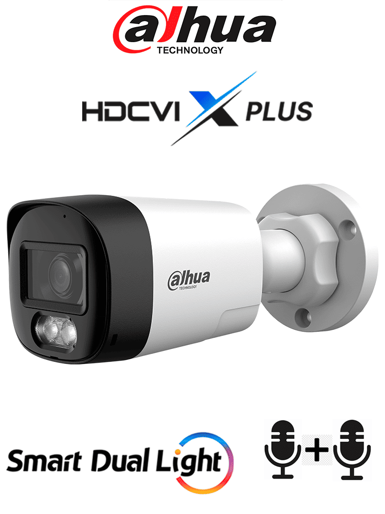 DAHUA DH-HAC-HFW1801RLN-IL-T - Cámara Bullet 4K/ HDCVI X PLUS/ Audio Bidireccional/ 106 Grados de Apertura/ Iluminación Dual Inteligente IR y Luz Calida de Hasta 30Mts/ WDR Real de 120 dB/ Soporta CVI & TVI & AHD & CVBS/ Policarbonato