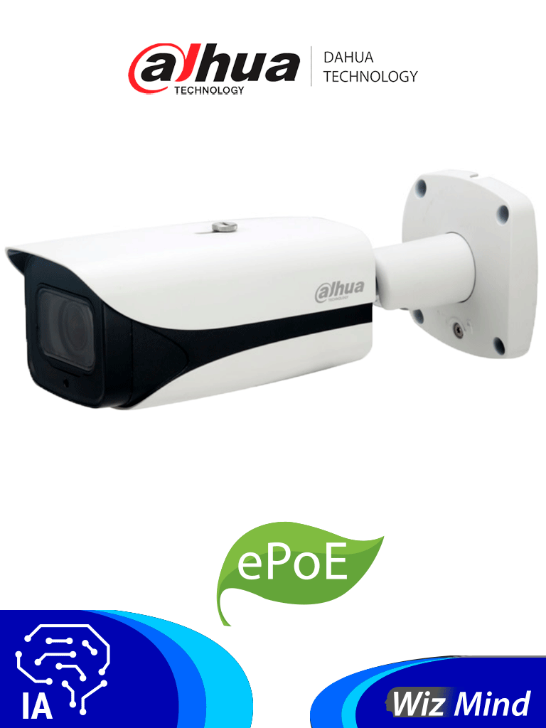 DAHUA IPC-HFW5442EN-ZE-Cámara IP Bullet Resolución de 4 MP, lente motorizado 2.7-12mm(ángulo 114°-47°)IR 60 m, IA WizMind, detección facial, protección perimetral, conteo de personas, Starlight,ePoE,WDR 140 dB, IK10, y E/S alarma/audio