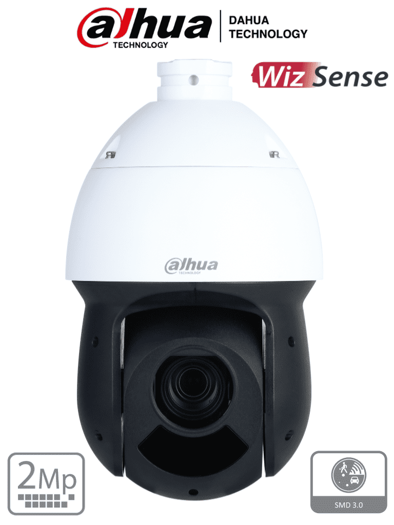 DAHUA SD49216DB-HNY - Camara IP PTZ de 2 Megapixeles/ 16x de Zoom Óptico/ 100 Metros de IR/ WizSense con SMD Plus/ Detección de Rostros Hasta 8 Rostros al Mismo Tiempo/ Protección Perimetral/ H.265/ WDR Real de 120 dB/ Ranura para MicroSD/