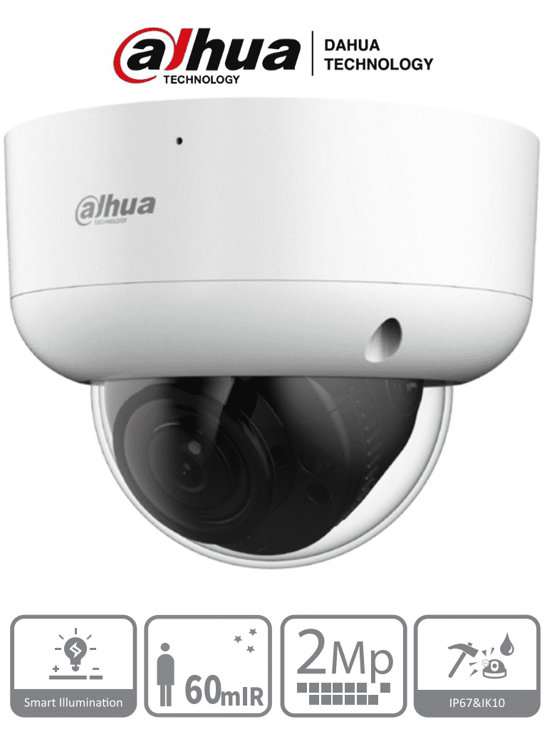 DAHUA DH-HAC-HDBW1200RAN-Z - Camara Domo Antivandalica de 2 Megapixeles/ Lente Motorizado de 2.7mm a 12mm/ Super Adapt/ IR de 60 Metros/ IP67/ IK10