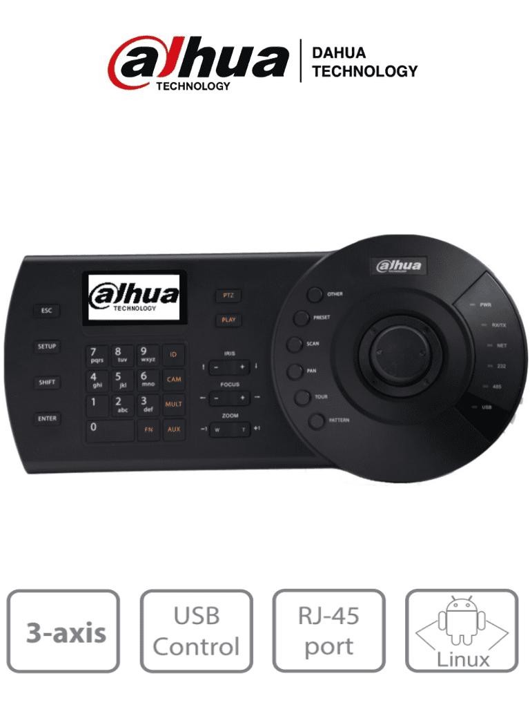 DAHUA NKB1000-E - Teclado Controlador IP con Joystick para PTZs Analogicas e IP/ Control de DVRs y NVRs/ Pantalla LCD/ RJ-45/ RS232/ Pelco D & P/