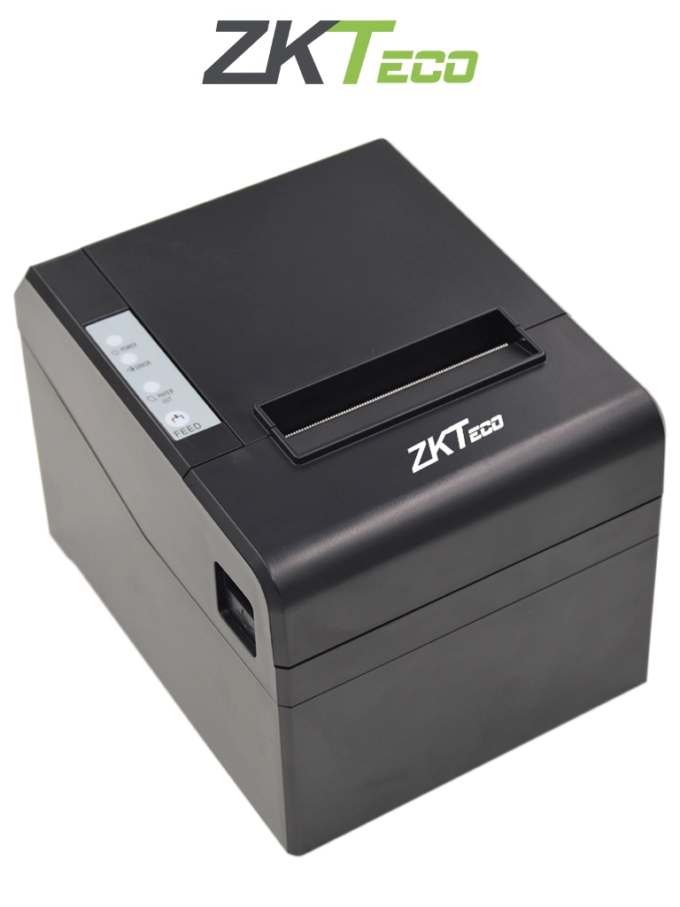ZKTECO ZKP8001 - Impresora Térmica de 80 mm para Control de Asistencia y Emisión de Tickets, Voltaje de 24V y Conexiones USB, RS232 y RJ11