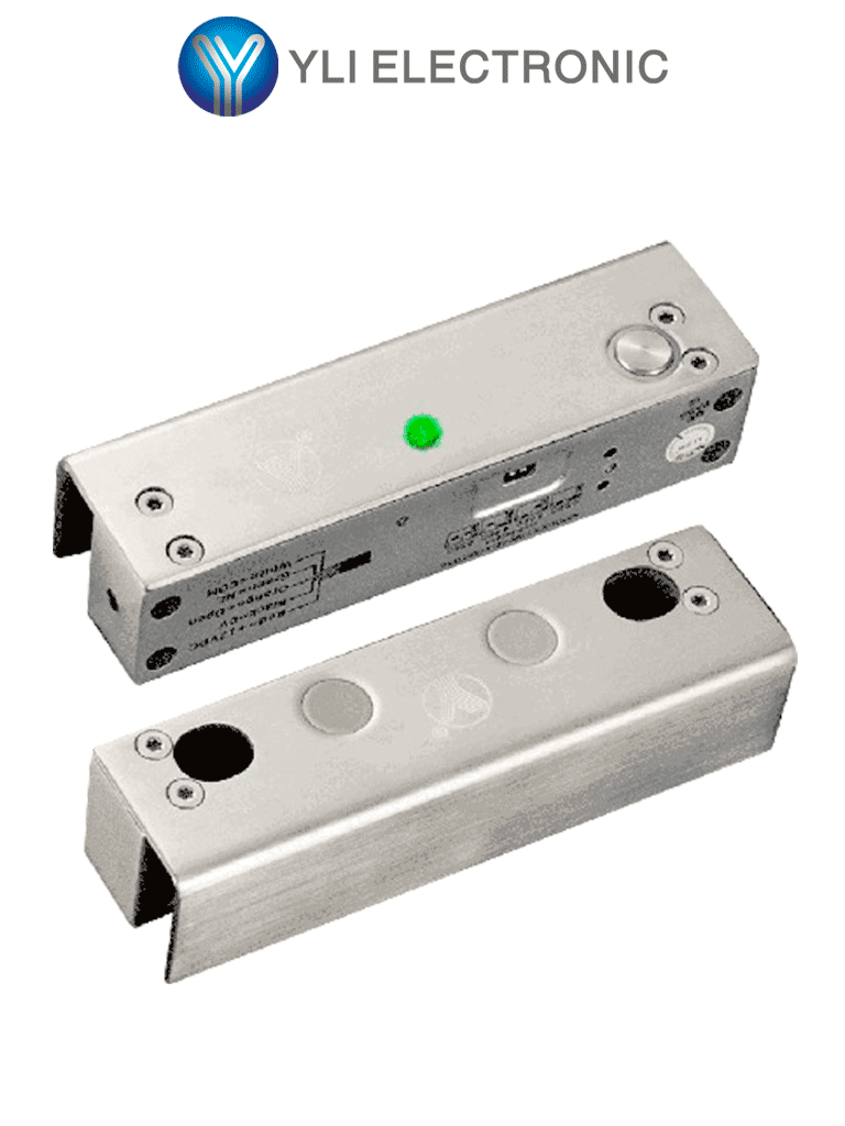 YLI YB500ULED - Cerradura Eléctrica de Perno Soporta 1000 Kg de Fuerza de Sujeción, Indicador LED para Puerta de Vidrio Sin Marco, 12 VDC, con Retardo de Tiempo Ajustable