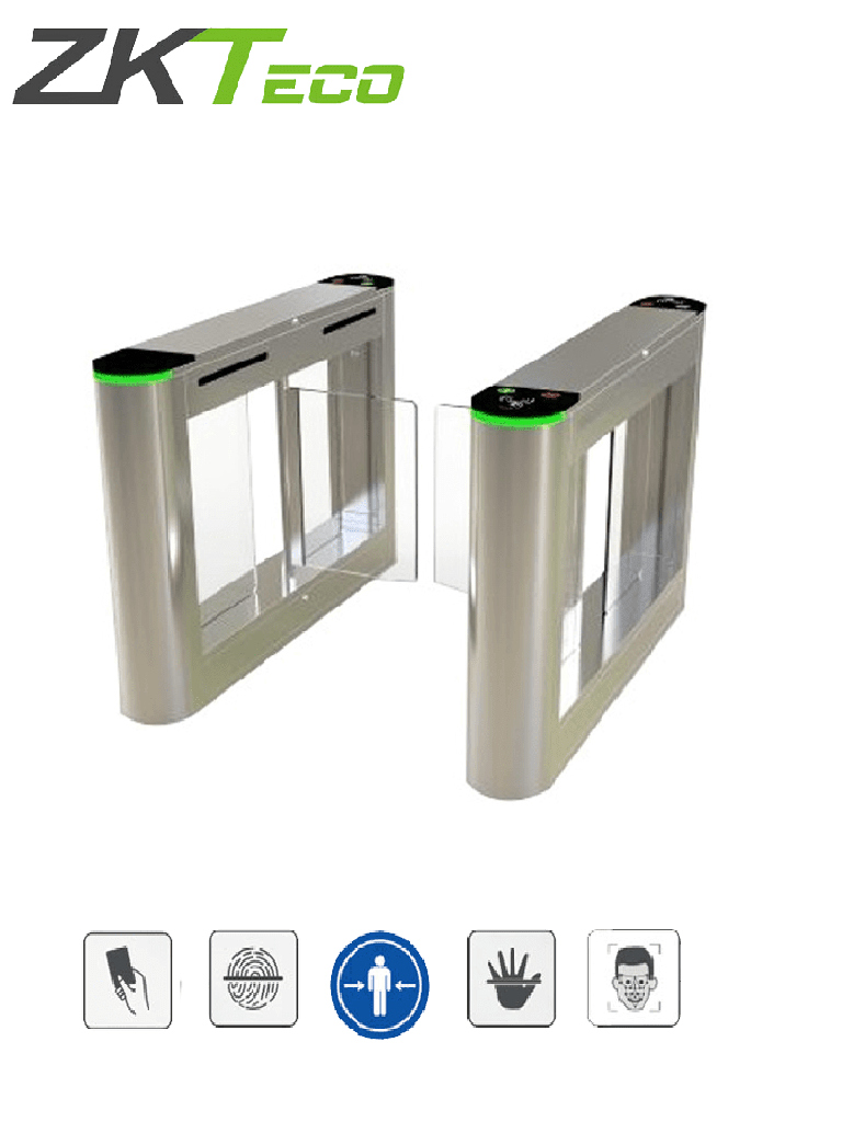 ZKTECO SBTL300 -Barrera Peatonal Tipo Swing Bidirecc. /2 Chasis Acero SUS304/ Aleta Acrílico/ 110V/ Exterior Protegido/ 30 Personas x Min/ 2 mil. Ciclos/ Carril 75 cm/ Infrarrojos/ No cuenta con Lectores y Panel/ (AÑADE CARRILES CON SBTL320)