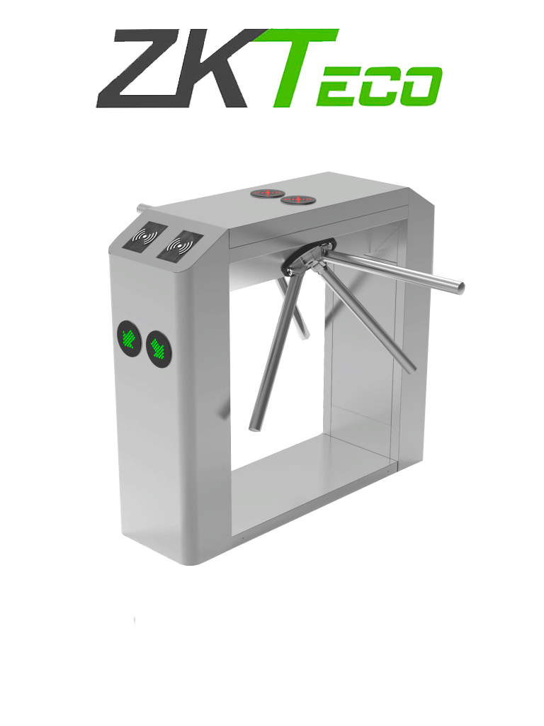 ZKTECO TS2200PRO - Torniquete Trípode Doble Carril Bidireccional / Semiautomático / Acero Inoxidable / Indicadores LED / 110V / Exterior Protegido / Requiere lectores y Panel