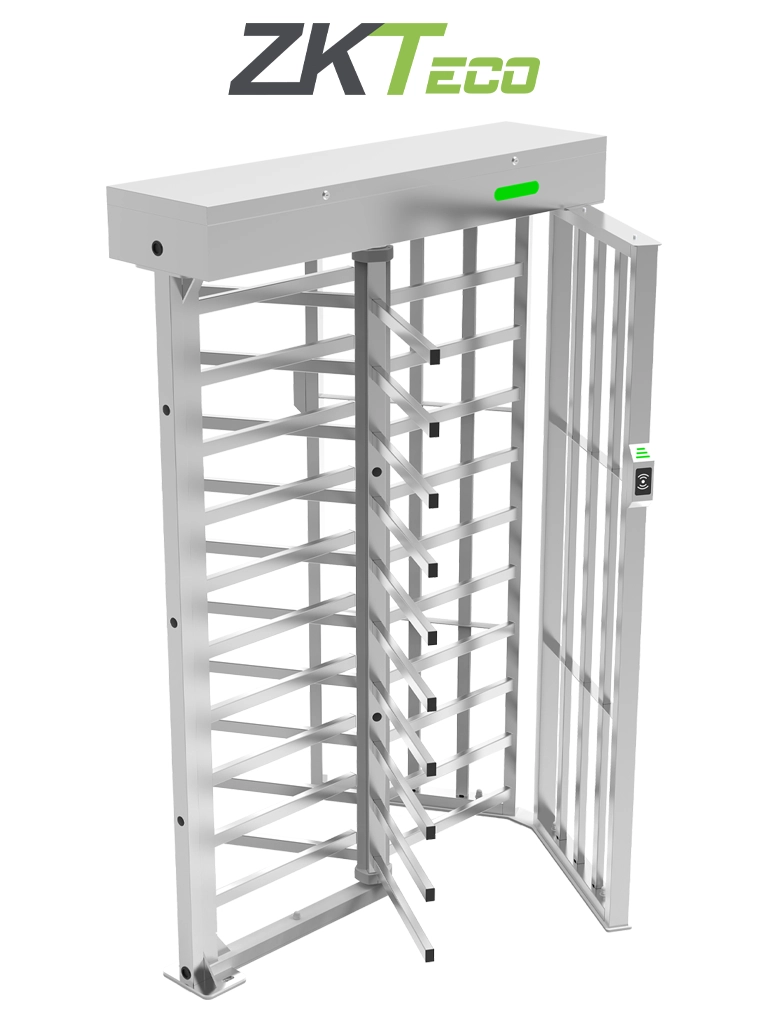 ZKTECO FHT3300 - Torniquete modular de Altura Completa, Acero Inoxidable SUS304, IP54, Compatible con 110 / 220 Vca, 3 Barras de Giro, Alta Durabilidad (1 Millón de Ciclos), Capacidad de 20 Personas por Minuto