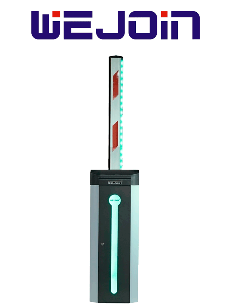 WEJOIN WJCB120VFIR34LED - Barrera Vehicular Derecha con Led / Alto flujo / Motor 24 VDC / Brazo Rectangular de 4 Metros / Velocidad 3 Segundos / Dirección Ajustable