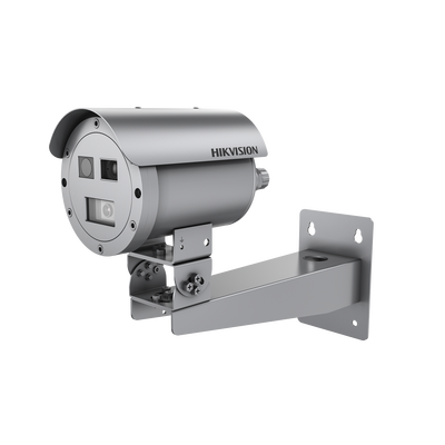 Bala IP Térmica Dual / Termico 7 mm (256 X 192) + Óptico 4 mm (4 MP) / Termométrica / Detección de Temperatura / IP68 / 30 mts IR / Antiexplosión / Anticorrosión