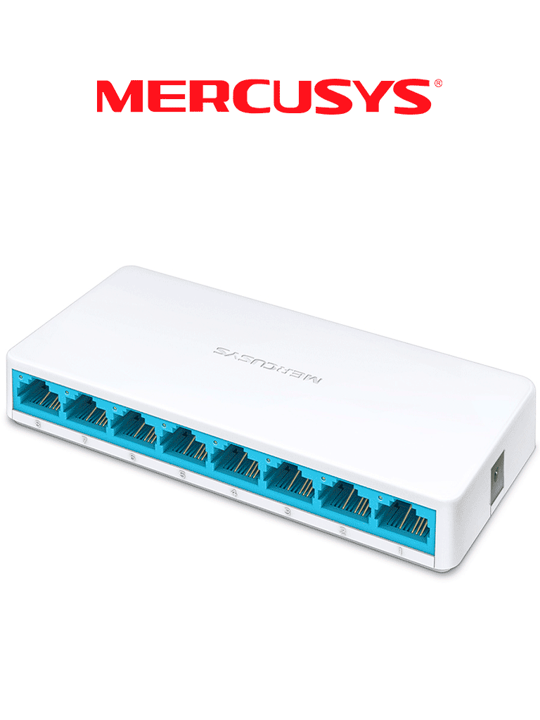 MERCUSYS MS108 - Switch no administrable para escritorio, con 8 puertos 10/100 Mbps, diseño compacto y función Plug and Play