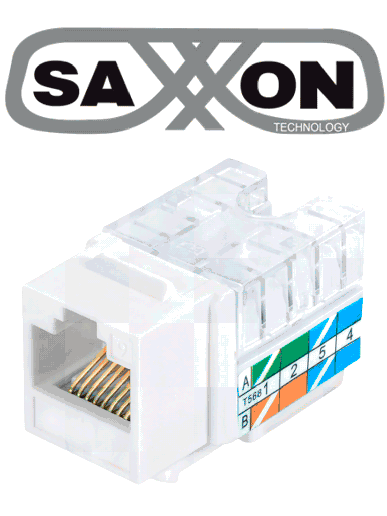 SAXXON M265C5W - Modulo jack keystone RJ45 / 8 Hilos / CAT 5E / Compatible con calibres  AWG 22-26 / Color blanco