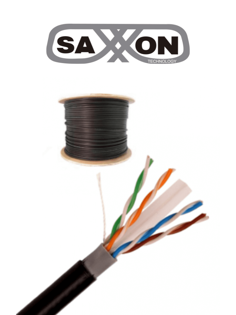 SAXXON OUTPCAT6CCAEXT-  Cable UTP CCA de 305m, categoría 6 para exteriores, con doble forro y color negro.