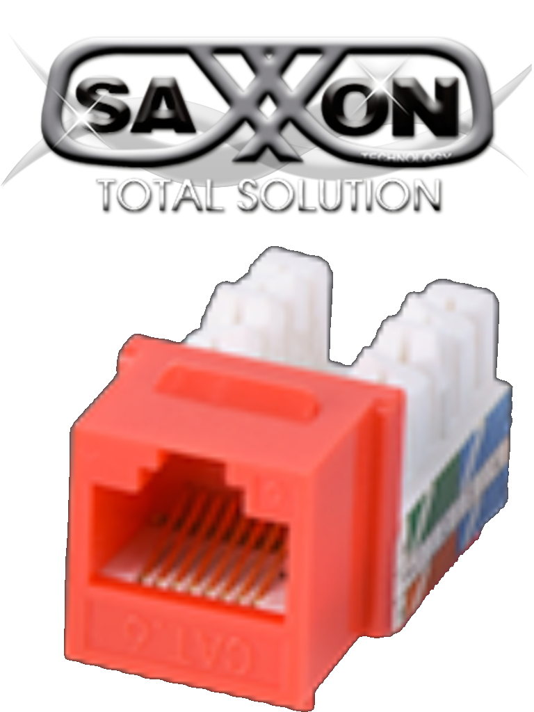 SAXXON M2656R - Modulo jack keystone RJ45 / 8 Hilos / CAT 6 / Compatible con calibres  AWG 22-26 / Color rojo