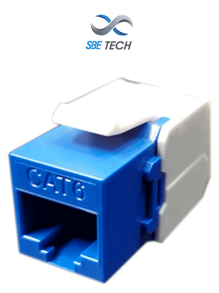 SBE TECH JACKC6BL- Módulo jack keystone RJ45, 8 hilos, CAT 6, compatible con calibres AWG 22-26, color azul