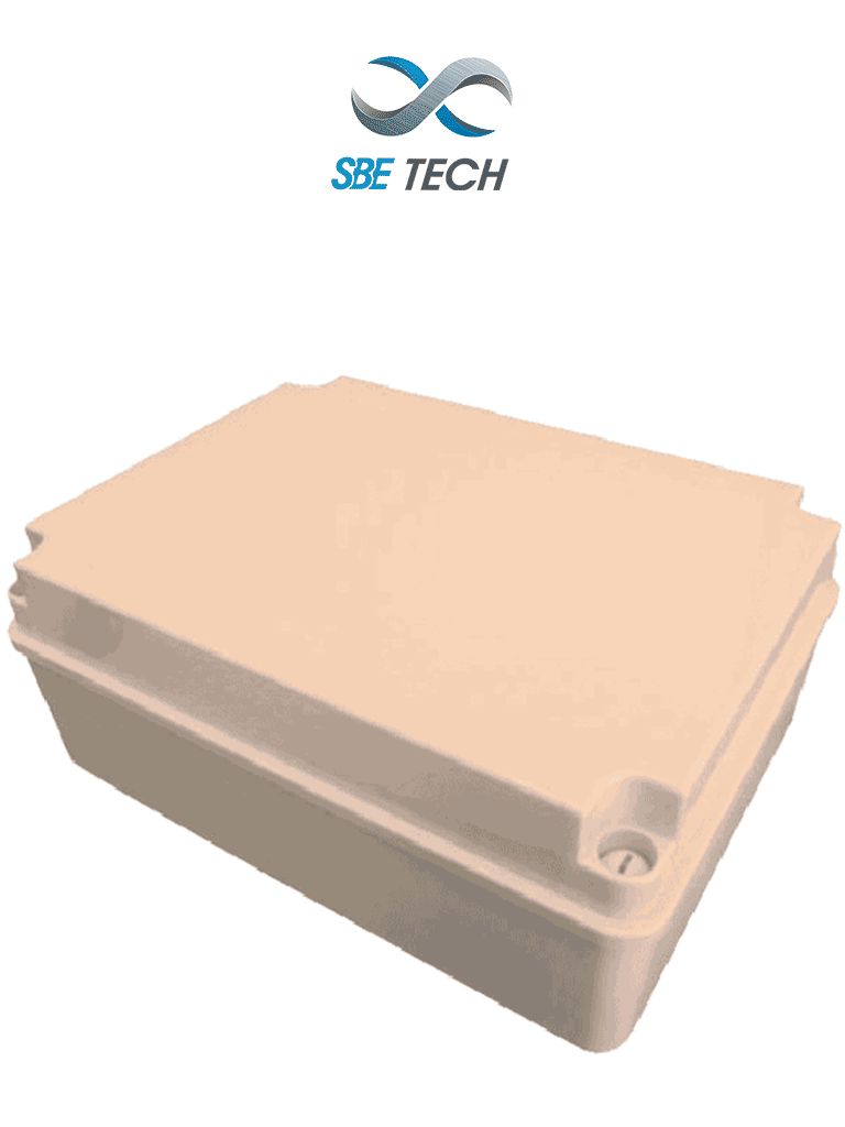 SBE TECH SBE-OP403016 - Gabinete plástico con tapa opaca para uso exterior IP65, dimensiones 40 x 30 x 16 cm, material autoextinguible UL94V0, construido en ABS
