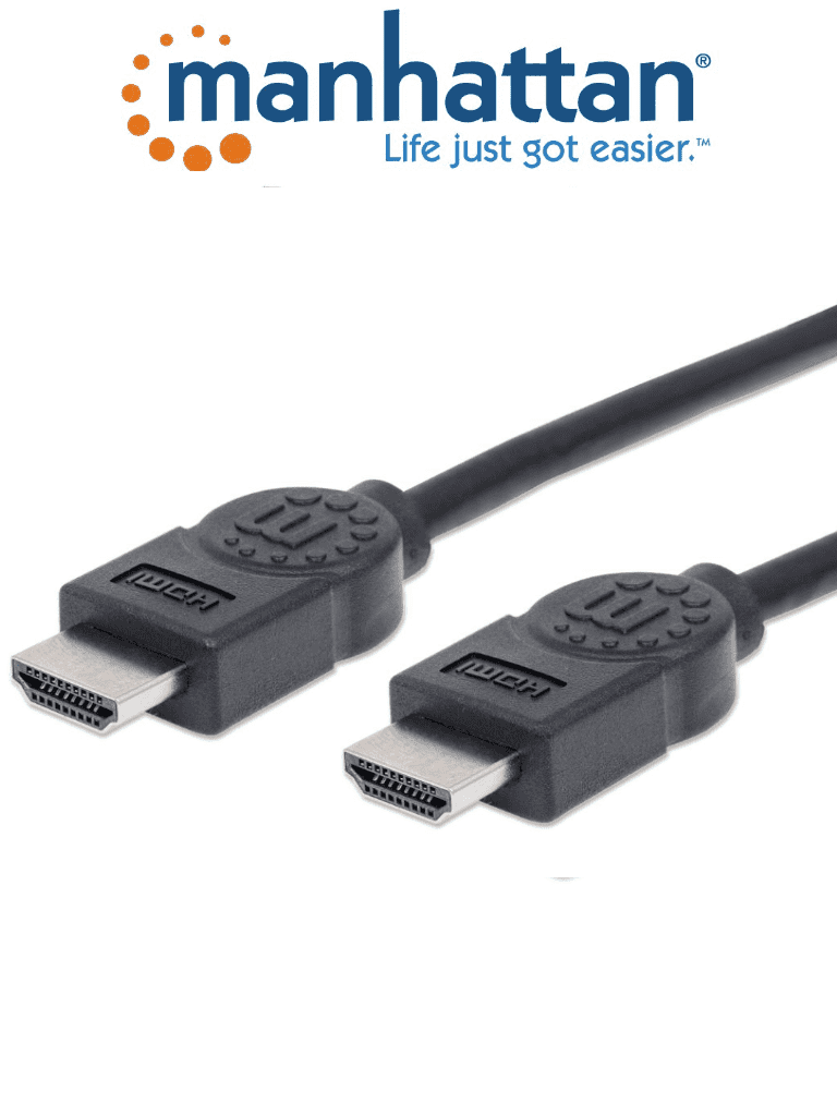 MANHATTAN 306119- Cable HDMI de Alta Velocidad de 1.8 Metros/ Resolución 4k@30Hz/ Soporta 3D/ HDMI Macho a Macho/ Soporta Canal de Retorno de Audio (ARC)/ Blindado para Reducir Interferencia/