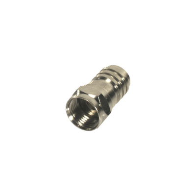 Conector F Macho Plegable para Cable Coaxial RG-59/U, Níquel / Níquel /Polietileno.
