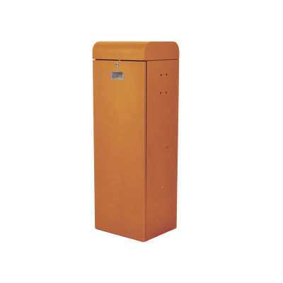 Barrera vehicular derecha / Soporta brazo de hasta 3 m / Apertura en 1.5 s /Final de carrera ajustable por programación / Movimiento fluido / Diseño elegante color naranja