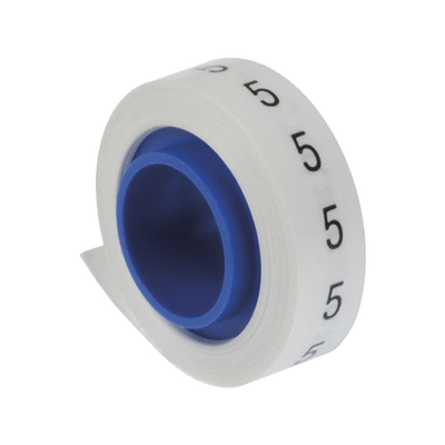 Rollo de Etiquetas Marcadoras, Pre-Impresos con el Número 5, de 2.4 metros, Color Blanco