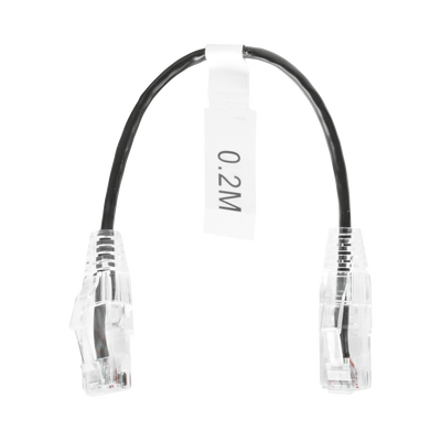 Cable de Parcheo Slim UTP Cat6 - 20 cm Negro Diámetro Reducido (28 AWG)
