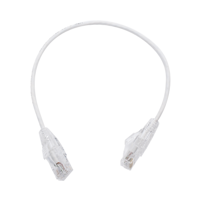 Cable de Parcheo Slim UTP Cat6 - 30 cm Blanco, Diámetro Reducido (28 AWG)