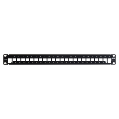 Patch Panel TERA-MAX Blindado de 24 Puertos, Modular (vacío), Plano, Color Negro, 1UR