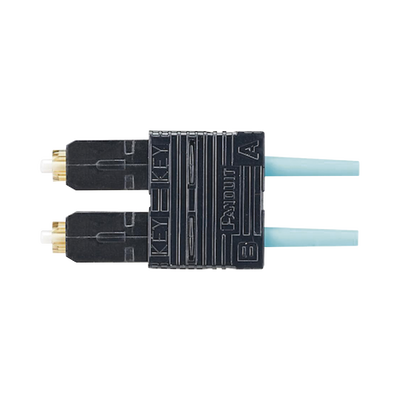 Conector de Fibra Óptica SC Duplex OptiCam, Multimodo 50/125 OM3/OM4, Pre-pulido, Color Aqua