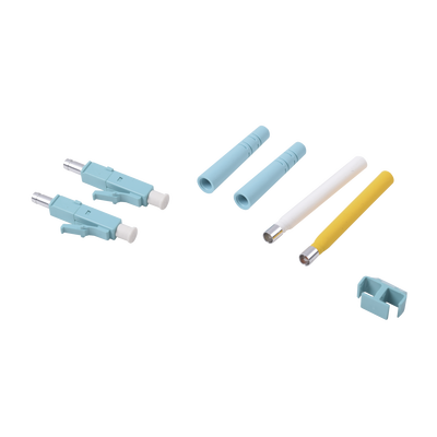 Conector de Fibra Óptica LC Duplex, Epoxico, Fibra Recubierta, Multimodo, Color Aqua (No pre-pulido)