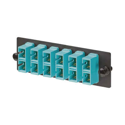 Placa Acopladora de Fibra Optica FAP, Con 6 Conectores SC Duplex (12 Fibras), Para Fibra Multimodo OM3/OM4, Color Aqua