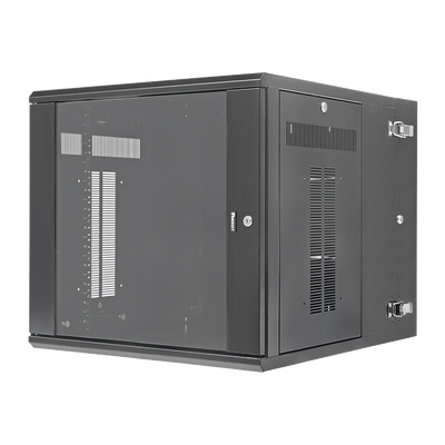 Gabinete PanZone de Montaje en Pared, de 19in, Puerta con Ventana de Seguridad, 12 UR, 762mm de Profundidad, Color Negro