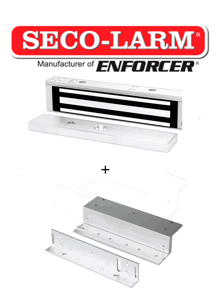 Seco-Larm E941SA600 - Electroiman de 600Lb  + Soporte en "Z" y en "L"