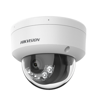 [Dual Light] Domo IP 4 Megapixel / Lente 2.8 mm / 30 mts IR + 30 mts Luz Blanca / Micrófono Integrado / Antivandálico IK08 / ACUSENSE Lite / Exterior IP67 / H.265 / PoE / ONVIF / Micro SD