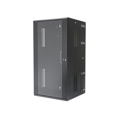 Gabinete PanZone de Montaje en Pared, de 19in, Puerta con Ventana de Seguridad, 26 UR, 635mm de Profundidad, Color Negro